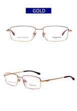 Load image into Gallery viewer, Pure Titanium Eyeglasses Full Rim Optical Frame Prescription Spectacle Small Glasses For Men High Diopter Suitable Eyeglasses