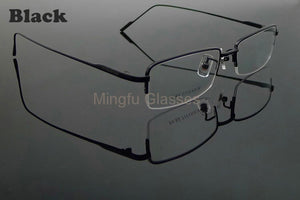 Pure Titanium Eyeglasses Half Rim Optical Frame Prescription Spectacle Frameless Glasses For Men Eye glasses 11952 Slim Temple