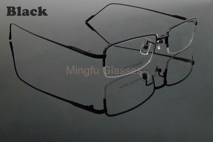 Pure Titanium Eyeglasses Half Rim Optical Frame Prescription Spectacle Frameless Glasses For Men Eye glasses 11952 Slim Temple