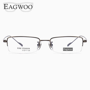 Pure Titanium Eyeglasses Half Rim Optical Frame Prescription Spectacle Frameless Glasses For Men Eye glasses 11952 Slim Temple