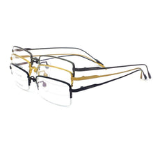 Carica l&#39;immagine nel visualizzatore di Gallery, Pure Titanium Eyeglasses Half Rim Optical Frame Prescription Spectacle Frameless Glasses For Men Eye glasses 11952 Slim Temple