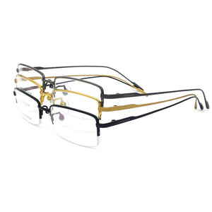 Pure Titanium Eyeglasses Half Rim Optical Frame Prescription Spectacle Frameless Glasses For Men Eye glasses 11952 Slim Temple