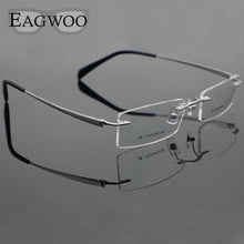 Carica l&#39;immagine nel visualizzatore di Gallery, Pure Titanium Eyeglasses Rimless Optical Frame Prescription Spectacle Frameless Glasses For Men Eye glasses 11090 Slim Temple