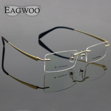 Carica l&#39;immagine nel visualizzatore di Gallery, Pure Titanium Eyeglasses Rimless Optical Frame Prescription Spectacle Frameless Glasses For Men Eye glasses 11090 Slim Temple