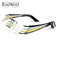 Carica l&#39;immagine nel visualizzatore di Gallery, Pure Titanium Eyeglasses Rimless Optical Frame Prescription Spectacle Frameless Glasses For Men Eye glasses 11090 Slim Temple
