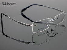 Carica l&#39;immagine nel visualizzatore di Gallery, Pure Titanium Eyeglasses Rimless Optical Frame Prescription Spectacle Frameless Glasses For Men Eye glasses 11090 Slim Temple