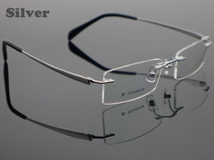 Pure Titanium Eyeglasses Rimless Optical Frame Prescription Spectacle Frameless Glasses For Men Eye glasses 11090 Slim Temple