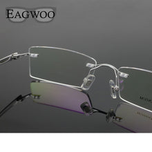 Carica l&#39;immagine nel visualizzatore di Gallery, Pure Titanium Eyeglasses Rimless Optical Frame Prescription Spectacle Frameless Glasses For Men Eye glasses 11090 Slim Temple