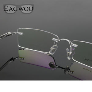 Pure Titanium Eyeglasses Rimless Optical Frame Prescription Spectacle Frameless Glasses For Men Eye glasses 11090 Slim Temple