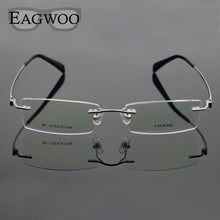 Carica l&#39;immagine nel visualizzatore di Gallery, Pure Titanium Eyeglasses Rimless Optical Frame Prescription Spectacle Frameless Glasses For Men Eye glasses 11090 Slim Temple