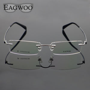 Pure Titanium Eyeglasses Rimless Optical Frame Prescription Spectacle Frameless Glasses For Men Eye glasses 11090 Slim Temple