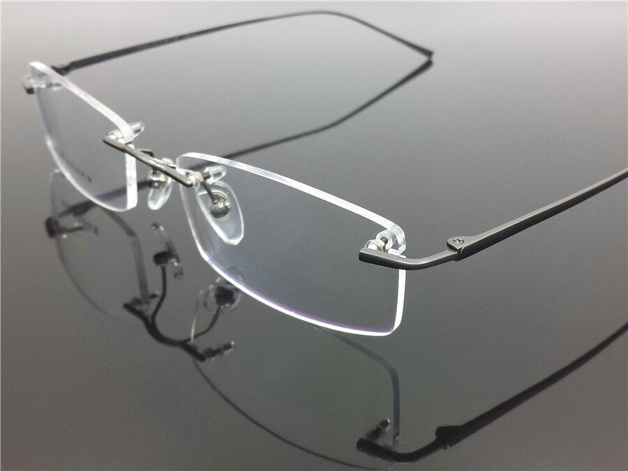Pure Titanium Eyeglasses Rimless Optical Frame Prescription Spectacle Resize Glasses For Men Slim Temple Framless Eye Glasses