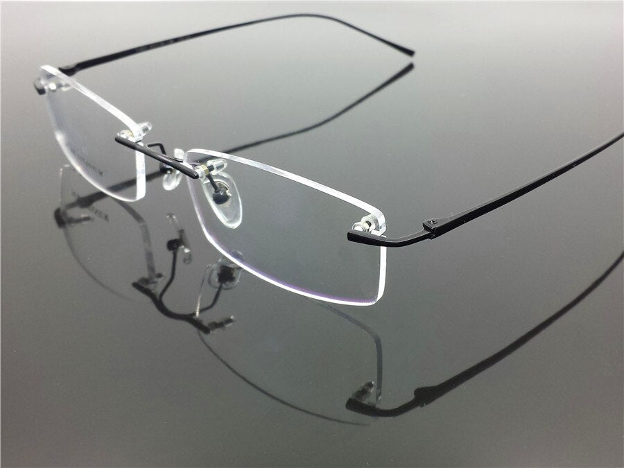 Pure Titanium Eyeglasses Rimless Optical Frame Prescription Spectacle Resize Glasses For Men Slim Temple Framless Eye Glasses