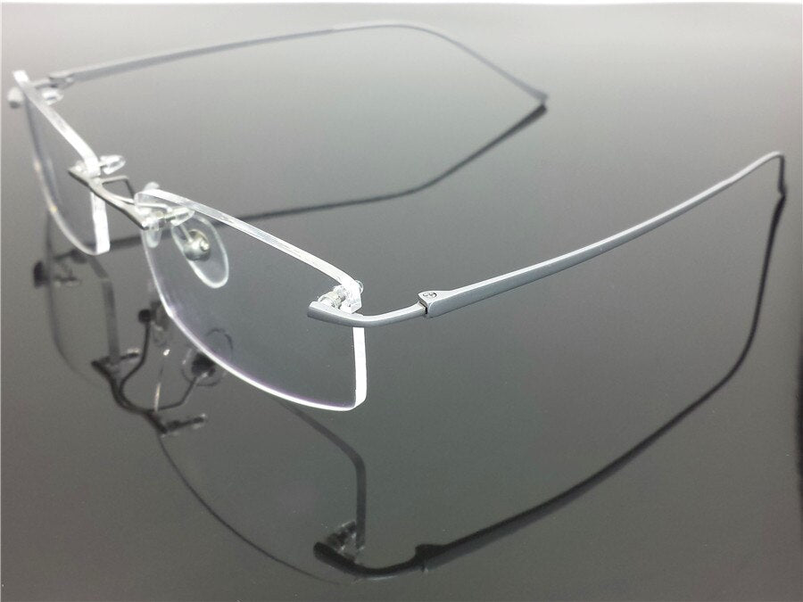Pure Titanium Eyeglasses Rimless Optical Frame Prescription Spectacle Resize Glasses For Men Slim Temple Framless Eye Glasses