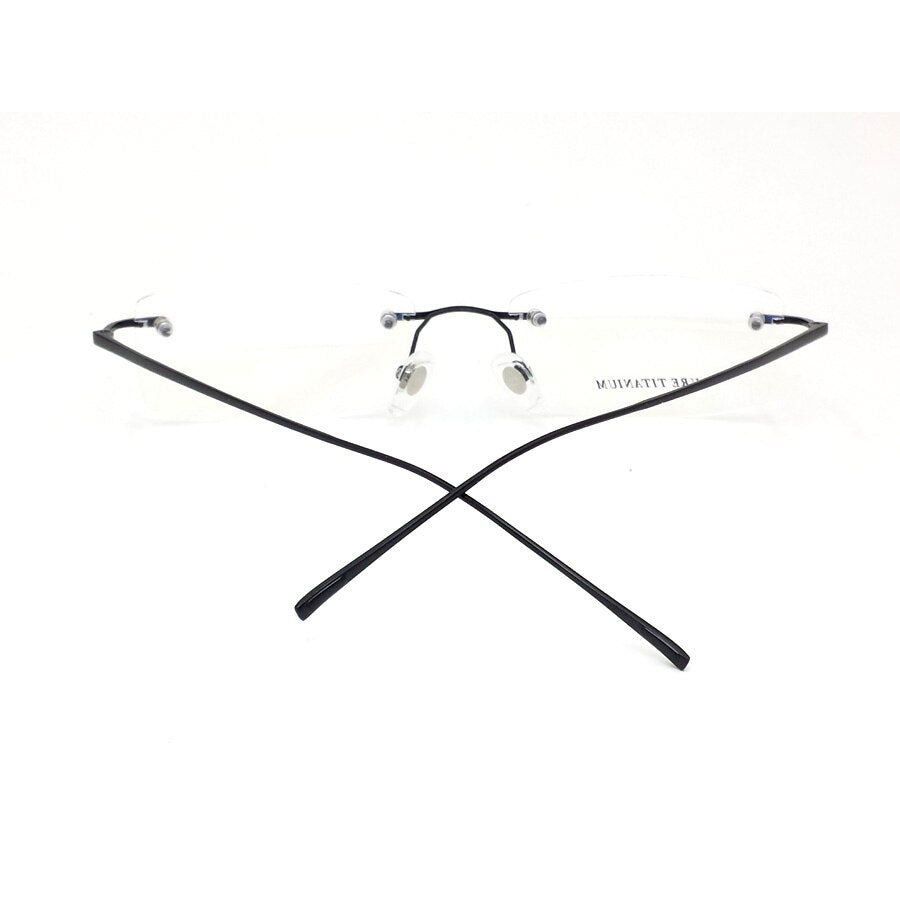 Pure Titanium Eyeglasses Rimless Optical Frame Prescription Spectacle Resize Glasses For Men Slim Temple Framless Eye Glasses
