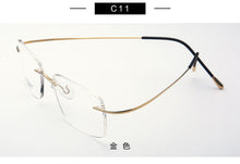 Load image into Gallery viewer, Pure Titanium Eyeglasses Rimless flexible Optical Frame Prescription Spectacle Frameless Glasses Eye glasses 010 Line Temple