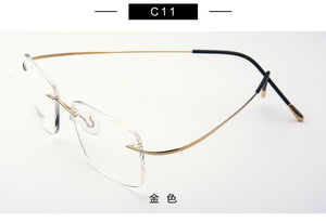 Pure Titanium Eyeglasses Rimless flexible Optical Frame Prescription Spectacle Frameless Glasses Eye glasses 010 Line Temple