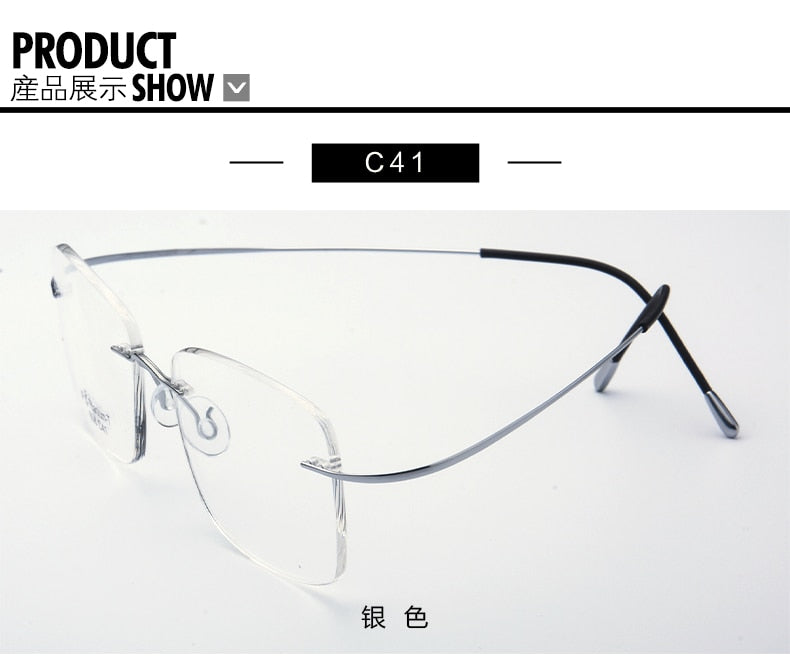 Pure Titanium Eyeglasses Rimless flexible Optical Frame Prescription Spectacle Frameless Glasses Eye glasses 010 Line Temple