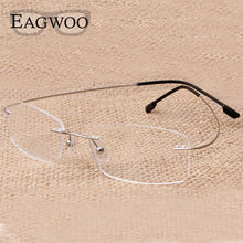 Load image into Gallery viewer, Pure Titanium Eyeglasses Rimless flexible Optical Frame Prescription Spectacle Frameless Glasses Eye glasses 010 Line Temple