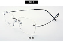 Load image into Gallery viewer, Pure Titanium Eyeglasses Rimless flexible Optical Frame Prescription Spectacle Frameless Glasses Eye glasses 010 Line Temple