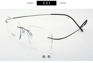 Pure Titanium Eyeglasses Rimless flexible Optical Frame Prescription Spectacle Frameless Glasses Eye glasses 010 Line Temple