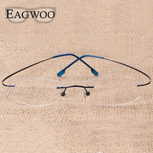 Load image into Gallery viewer, Pure Titanium Eyeglasses Rimless flexible Optical Frame Prescription Spectacle Frameless Glasses Eye glasses 010 Line Temple
