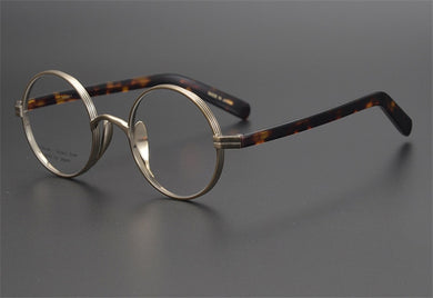Pure Titanium Eyeglasses Vintage Men Full Rim Round Frame Optical Eyewear Anti-Blue Light Prescription Glasses Women Spectacle