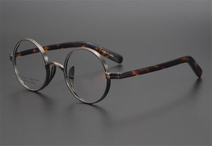 Pure Titanium Eyeglasses Vintage Men Full Rim Round Frame Optical Eyewear Anti-Blue Light Prescription Glasses Women Spectacle