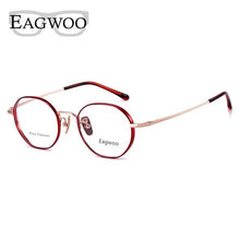 Load image into Gallery viewer, Pure Titanium Eyeglasses Women Glasses Designed  Full Rim Round Red Spectacle with Thick Rim Suitable for High Diopter Red Rose