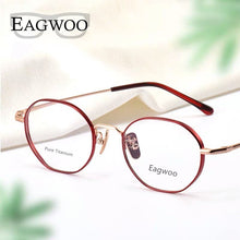 Load image into Gallery viewer, Pure Titanium Eyeglasses Women Glasses Designed  Full Rim Round Red Spectacle with Thick Rim Suitable for High Diopter Red Rose