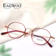 Load image into Gallery viewer, Pure Titanium Eyeglasses Women Glasses Designed  Full Rim Round Red Spectacle with Thick Rim Suitable for High Diopter Red Rose