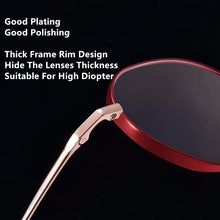 Load image into Gallery viewer, Pure Titanium Eyeglasses Women Glasses Designed  Full Rim Round Red Spectacle with Thick Rim Suitable for High Diopter Red Rose