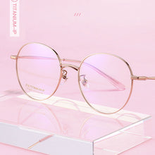 Load image into Gallery viewer, Pure Titanium Frame Glasses Full Rim Eye Glasses Women Style Spring Hinges Round Spectacles and Nearsighted Eyewear