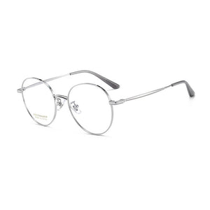 Pure Titanium Frame Glasses Full Rim Eye Glasses Women Style Spring Hinges Round Spectacles and Nearsighted Eyewear