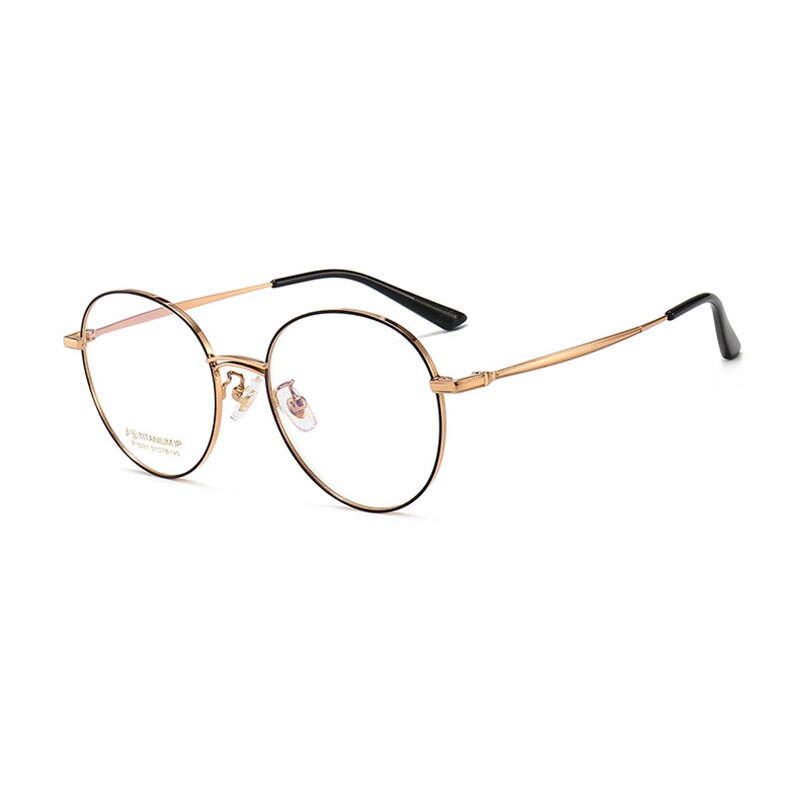 Pure Titanium Frame Glasses Full Rim Eye Glasses Women Style Spring Hinges Round Spectacles and Nearsighted Eyewear