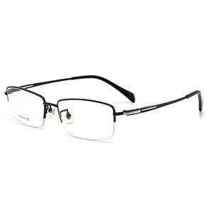 Pure Titanium Frame Glasses Half Rim Spectacles with Spring Hinges Men Business Style Anti-Blue Ray Casual Eyewear