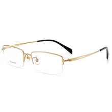 Load image into Gallery viewer, Pure Titanium Frame Glasses Half Rim Spectacles with Spring Hinges Men Business Style Anti-Blue Ray Casual Eyewear