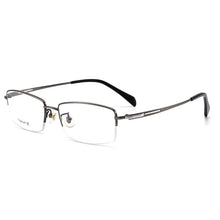 Load image into Gallery viewer, Pure Titanium Frame Glasses Half Rim Spectacles with Spring Hinges Men Business Style Anti-Blue Ray Casual Eyewear