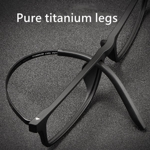 Pure Titanium Glasses Frame Men Comfortable Large Frame TR Glasses Frame Ultra Light Square Myopia Optical Glasses Frame 8822T