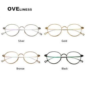 Pure Titanium Glasses Frame Men Women Retro Round Prescription men's Eyeglasses frames 2023 Vintage Optical Myopia eyewear