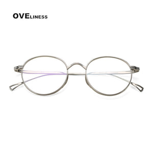 Pure Titanium Glasses Frame Men Women Retro Round Prescription men's Eyeglasses frames 2023 Vintage Optical Myopia eyewear