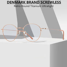 Load image into Gallery viewer, Pure Titanium Glasses Frame Women Ultra-light Retro Round Blue Light Eyeglasses Men Screwless Prescription Eyewear Denmark Brand