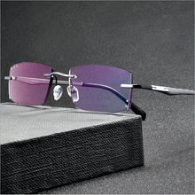 Load image into Gallery viewer, Pure β Titanium Men&#39;s Business Diamond Trimming Cutting Rimless Lens, Screwless Frameless Myopia Optical Glasses Frame F638H