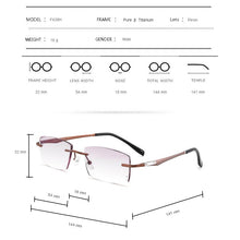Load image into Gallery viewer, Pure β Titanium Men&#39;s Business Diamond Trimming Cutting Rimless Lens, Screwless Frameless Myopia Optical Glasses Frame F638H