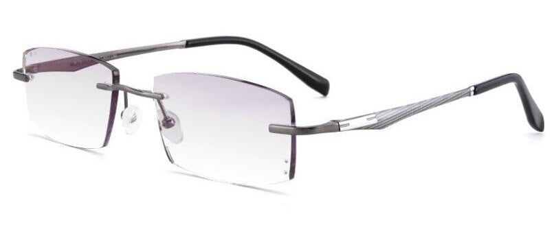 Pure β Titanium Men's Business Diamond Trimming Cutting Rimless Lens, Screwless Frameless Myopia Optical Glasses Frame F638H