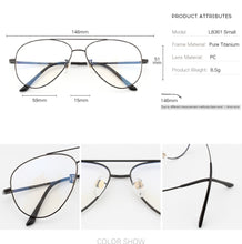 Load image into Gallery viewer, Pure Titanium Prescription Frame Pilot Men Oversize Eye Glasses Frame Optical Myopia Eyeglasses High-quality Frame for Women