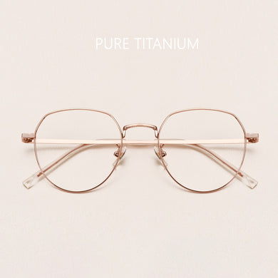 Pure Titanium Retro Blue Light Glasses Frame Women's Round Face Myopia Glasses Ultralight Men Trendy Optical Glasses Frame 1901