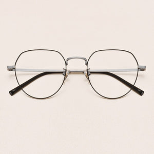 Pure Titanium Retro Blue Light Glasses Frame Women's Round Face Myopia Glasses Ultralight Men Trendy Optical Glasses Frame 1901