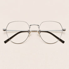Carica l&#39;immagine nel visualizzatore di Gallery, Pure Titanium Retro Blue Light Glasses Frame Women&#39;s Round Face Myopia Glasses Ultralight Men Trendy Optical Glasses Frame 1901