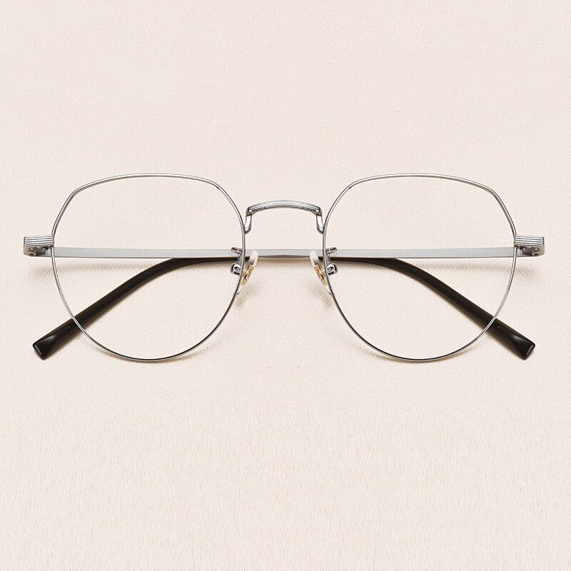 Pure Titanium Retro Blue Light Glasses Frame Women's Round Face Myopia Glasses Ultralight Men Trendy Optical Glasses Frame 1901